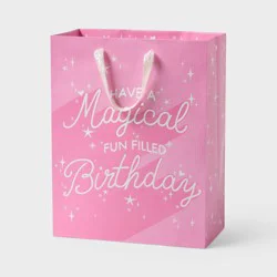 Large Iridescent Glitter 'Have A Magical Fun Filled Birthday' Birthday Gift Bag Pink - Spritz™