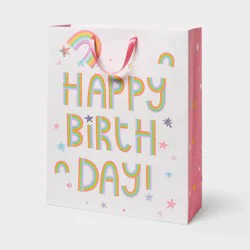 XL 'Happy Birthday' Birthday Gift Bag White/Pink - Spritz™