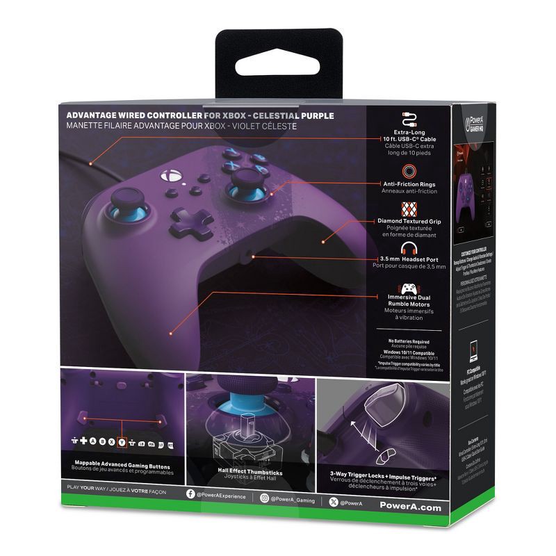 slide 12 of 12, PowerA Advantage Wired Controller for Xbox Series X|S - Celestial Purple, 1 ct