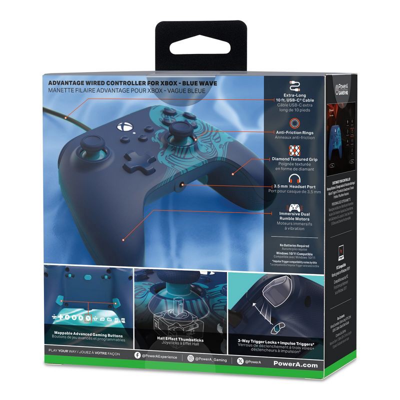 slide 11 of 11, PowerA Advantage Wired Controller for Xbox Series X|S - Blue Wave, 1 ct