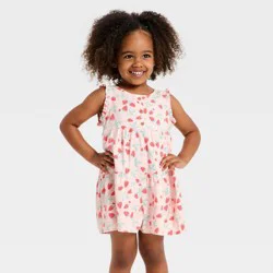 Toddler Girls' Strawberry Printed Romper - Cat & Jack™ Pink 4T