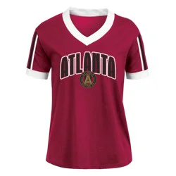 MLS Atlanta United FC Women's V-Neck Ringer T-Shirt - L