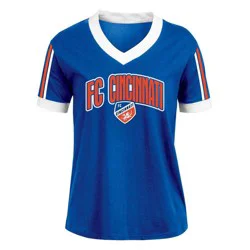 MLS FC Cincinnati Women's V-Neck Ringer T-Shirt - L