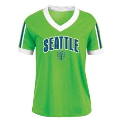 MLS Seattle Sounders Women's V-Neck Ringer T-Shirt - M