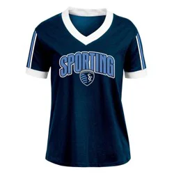 MLS Sporting Kansas City Women's V-Neck Ringer T-Shirt - XL