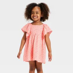 Toddler Girls' Floral Woven Dress - Cat & Jack™ Pink 18M