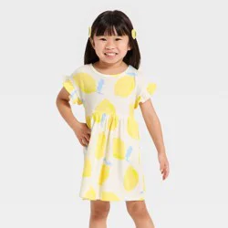 Toddler Girls' Lemons Short Sleeve Dress - Cat & Jack™ Yellow 4T