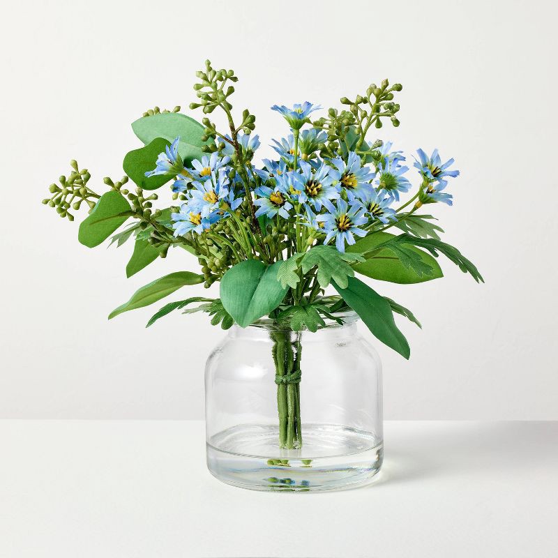 slide 1 of 3, Hearth & Hand with Magnolia Medium Blue Flower and Leaf Arrangement - Hearth & Hand™ with Magnolia, 1 ct