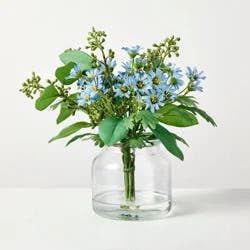 Hearth & Hand with Magnolia Medium Blue Flower and Leaf Arrangement - Hearth & Hand™ with Magnolia