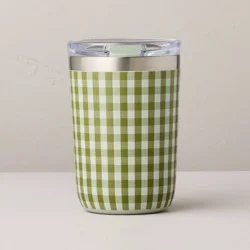 Hearth & Hand with Magnolia 13 fl oz Stainless Steel Insulated Travel Mug Green Gingham - Hearth & Hand™ with Magnolia