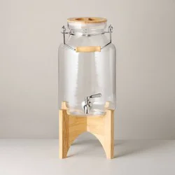 Hearth & Hand with Magnolia 2pc Wooden Drink Dispenser with Lid and Stand - Hearth & Hand™ with Magnolia