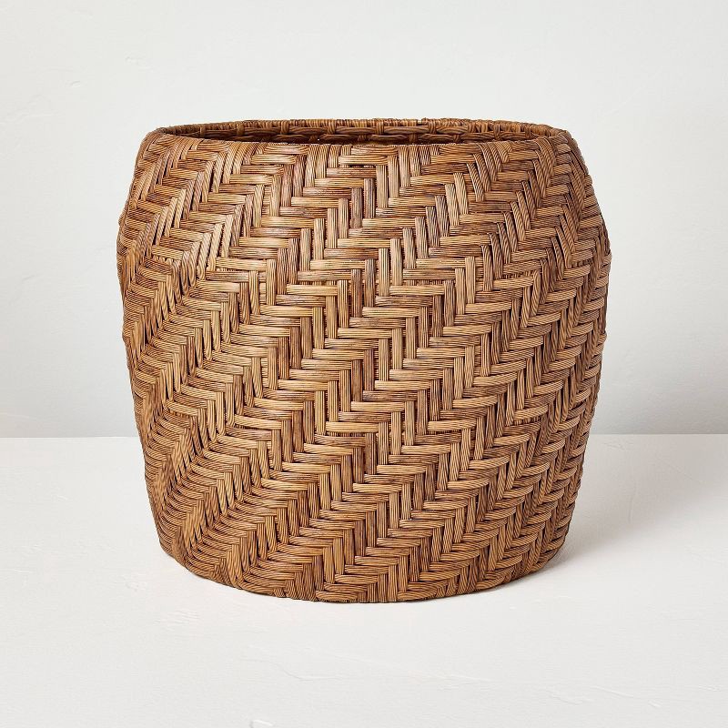 slide 1 of 4, Hearth & Hand with Magnolia 12"x14" Small Round Woven Patterned Outdoor Plant Basket - Hearth & Hand™ with Magnolia, 1 ct