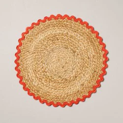 Hearth & Hand with Magnolia Round Woven Charger Rickrack Trim Poppy - Hearth & Hand™ with Magnolia