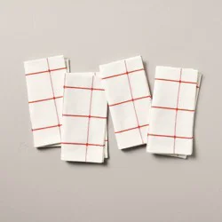 Hearth & Hand with Magnolia 4pk Cloth Napkin Poppy Gingham - Hearth & Hand™ with Magnolia