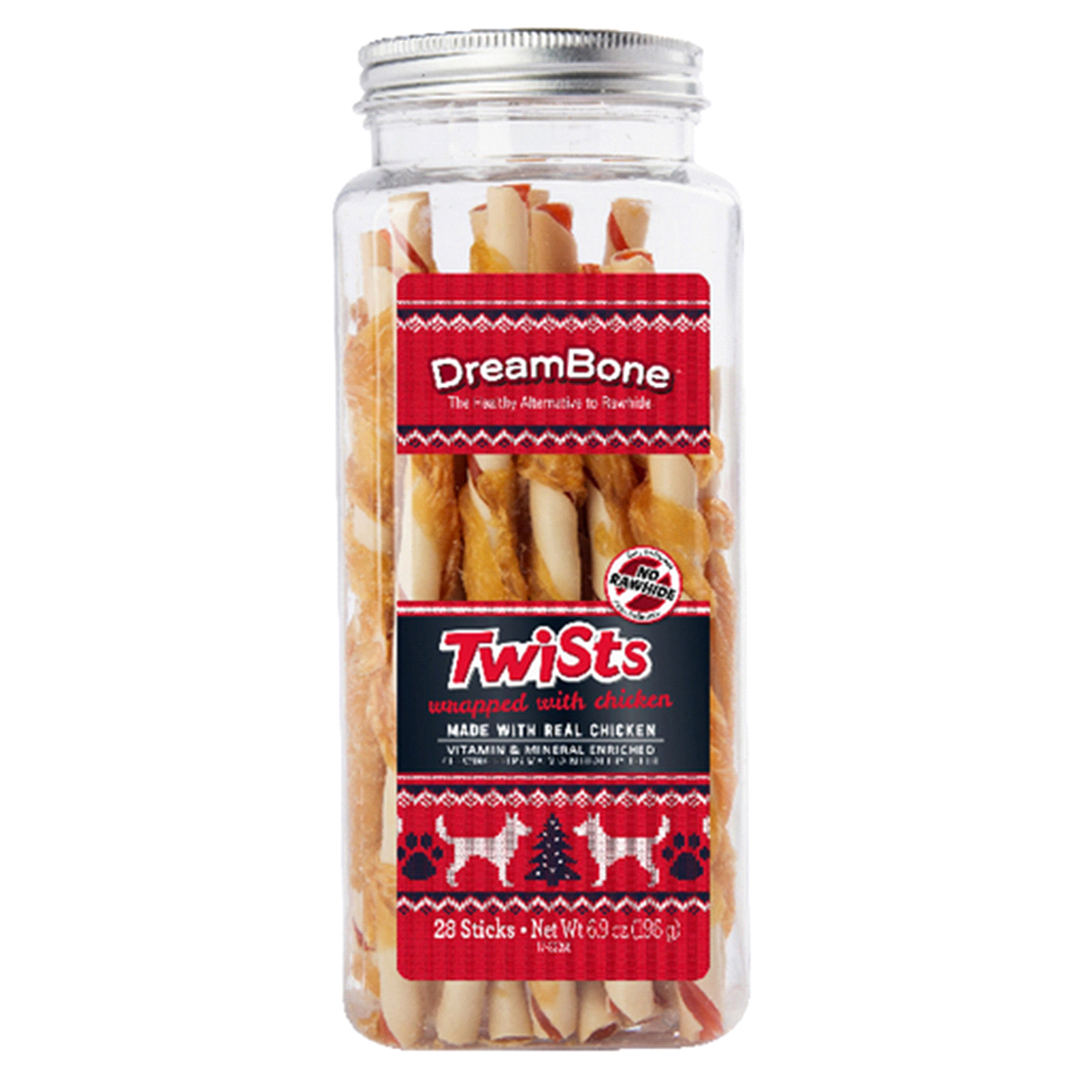 slide 1 of 1, DreamBone Holiday Chicken Wrapped Twists, 28 ct