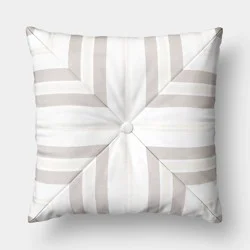 Threshold designed w/Studio McGee 18"x18" Pieced Stripe Outdoor Throw Pillow Ivory - Threshold™ designed with Studio McGee