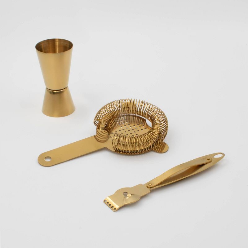 slide 1 of 3, MFR Studio 1fl oz 3pc Stainless Steel Gold Cocktail Bar Tool Set, 1 fl oz, 3 ct