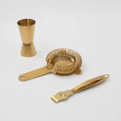 MFR Studio 1fl oz 3pc Stainless Steel Gold Cocktail Bar Tool Set