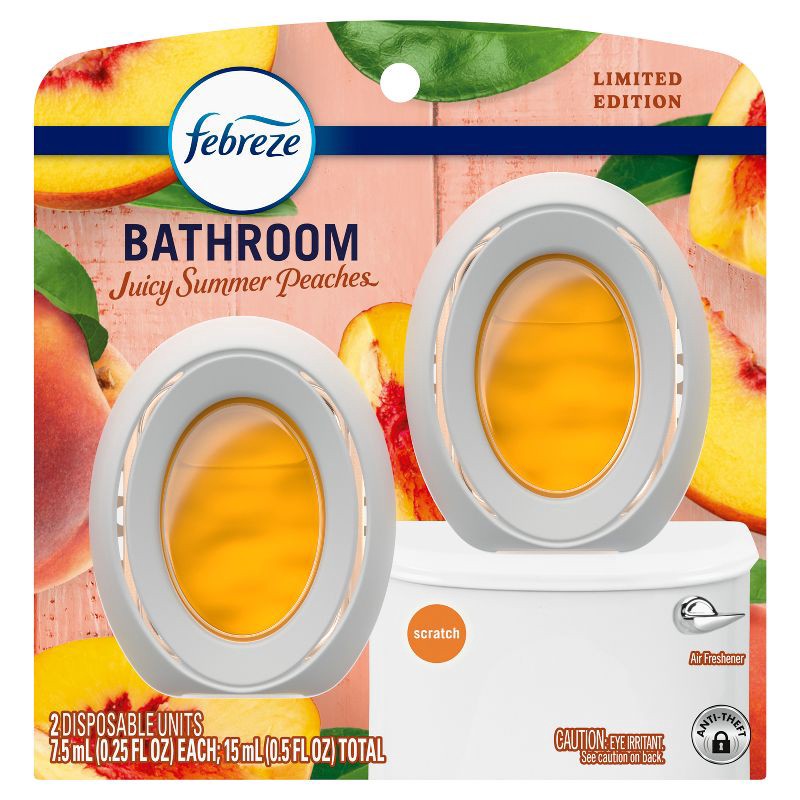 slide 2 of 10, Febreze Bathroom Air Freshener Juicy Summer Peaches - 2ct, 2 ct