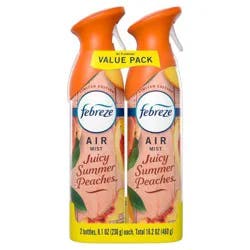 Febreze Odor-Fighting Air Freshener Juicy Summer Peaches - 2ct: Aerosol, Non-Powered
