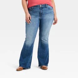 Women's High-Rise Vintage Flare Jeans - Ava & Viv™ Medium Wash 18