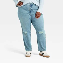 Women's Mid-Rise Boyfriend Jeans - Ava & Viv™ Medium Wash 18
