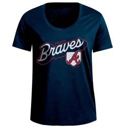 MLB Atlanta Braves Women's Bi-Blend Scoop Neck T-Shirt - M