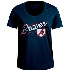 MLB Atlanta Braves Women's Bi-Blend Scoop Neck T-Shirt - M