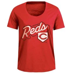MLB Cincinnati Reds Women's Bi-Blend Scoop Neck T-Shirt - L
