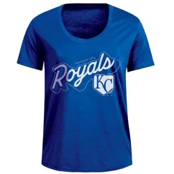 MLB Kansas City Royals Women's Bi-Blend Scoop Neck T-Shirt - S