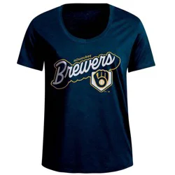 MLB Milwaukee Brewers Women's Bi-Blend Scoop Neck T-Shirt - XL