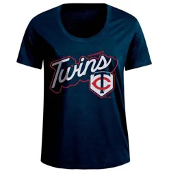 MLB Minnesota Twins Women's Bi-Blend Scoop Neck T-Shirt - S