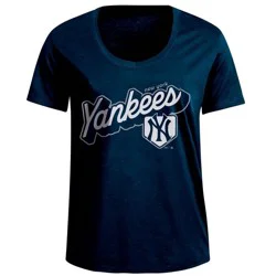MLB New York Yankees Women's Bi-Blend Scoop Neck T-Shirt - L