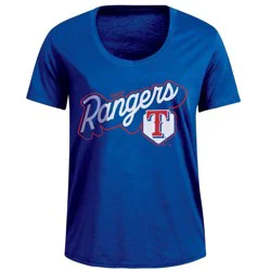MLB Texas Rangers Women's Bi-Blend Scoop Neck T-Shirt - L