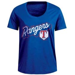 MLB Texas Rangers Women's Bi-Blend Scoop Neck T-Shirt - XL