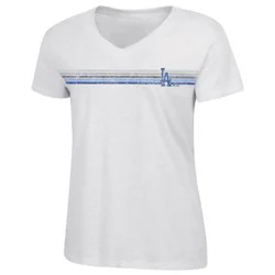 MLB Los Angeles Dodgers Women's Bi-Blend V-Neck T-Shirt - S