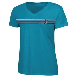 MLB Miami Marlins Women's Bi-Blend V-Neck T-Shirt - S