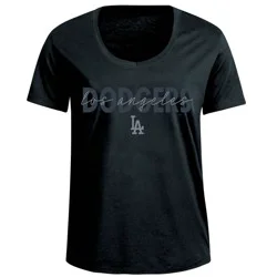MLB Los Angeles Dodgers Women's Black Bi-Blend T-Shirt - XL