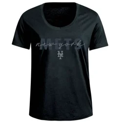 MLB New York Mets Women's Black Bi-Blend T-Shirt - S