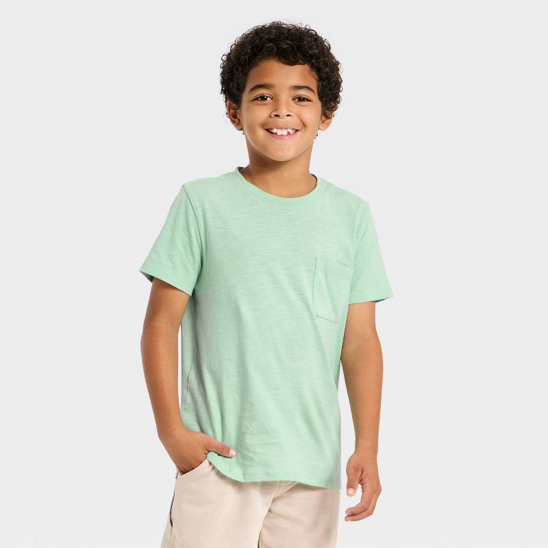 slide 1 of 3, Boys' Short Sleeve Pocket T-Shirt - Cat & Jack™ Mint Green M, 1 ct