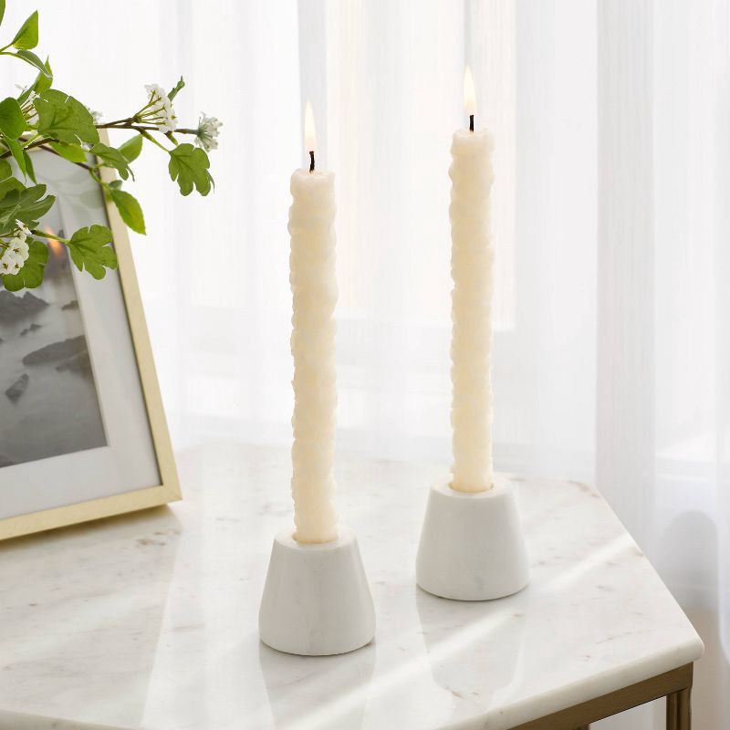 slide 2 of 3, 2pk Hydrangea Floral Shaped Taper Candle Set White - Threshold™, 2 ct