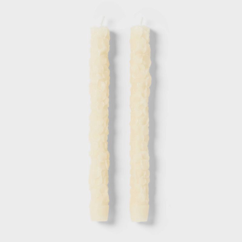 slide 3 of 3, 2pk Hydrangea Floral Shaped Taper Candle Set White - Threshold™, 2 ct