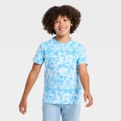 Boys' Short Sleeve Tie Dye Shirt - Cat & Jack™ Light Blue XL
