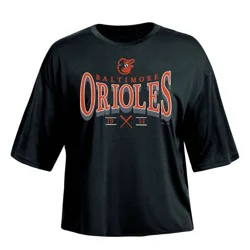 MLB Baltimore Orioles Women's Fashion Fit Crop T-Shirt - L