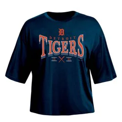 MLB Detroit Tigers Women's Fashion Fit Crop T-Shirt - L