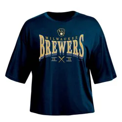 MLB Milwaukee Brewers Women's Fashion Fit Crop T-Shirt - L
