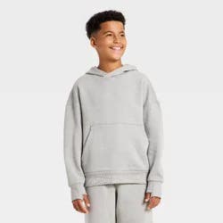 Boys' Fleece Hoodie Sweatshirt - art class™ Light Gray S