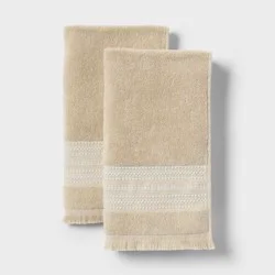 2pk Americana Striped Hand Towels Tan - Threshold™