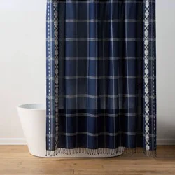 Americana Diamond Border Shower Curtain Blue - Threshold™