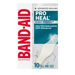 Band-Aid Brand Pro Heal Ultra-Thin Hydrocolloid Adhesive Bandages - Waterproof - 10ct